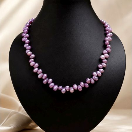Handcrafted Lavender Baroque Freshwater Pearl Necklace